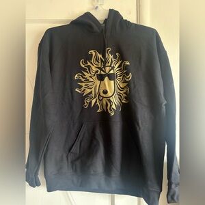 Gildan Black Hoodie with Gold Sun Design